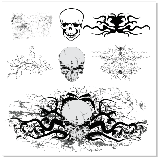 پَک برچسب جمجمه گرینج و انتزاعی وینیل (Grunge Skull & Abstract Art Vinyl Sticker Pack)